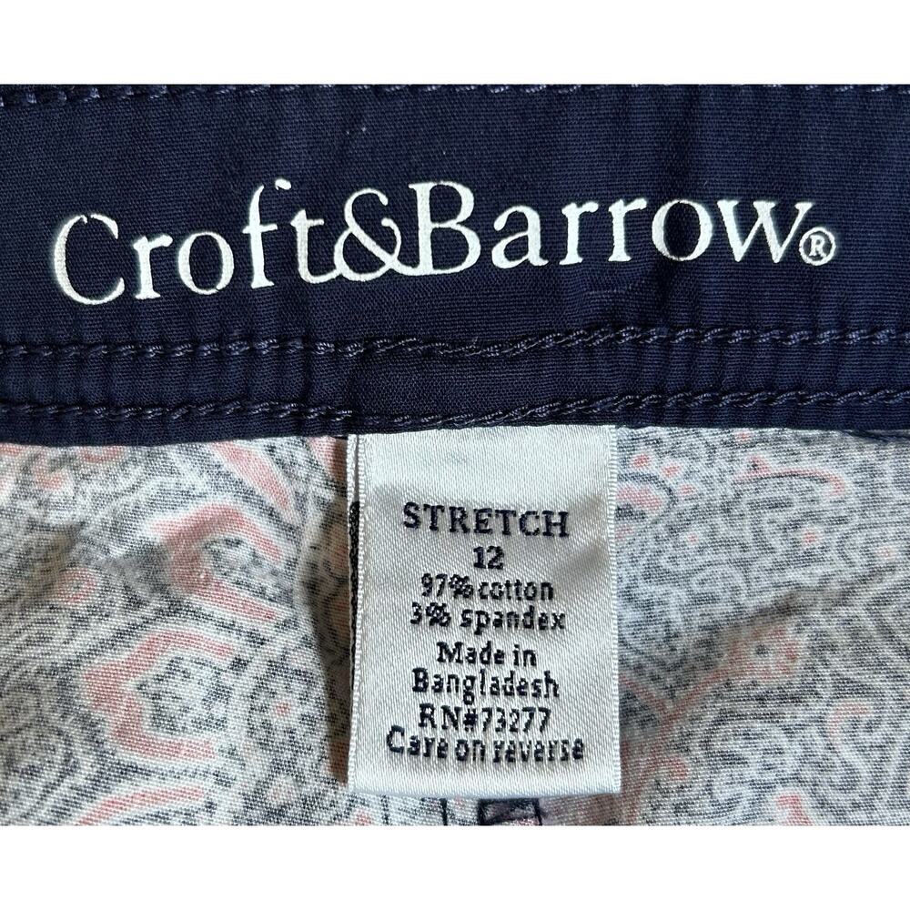 CROFT & BARROW Blue Floral Paisley Cotton Stretch Skirt Skort Classic Womens 12 - Picture 5 of 7
